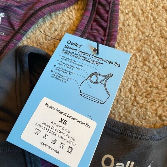 Set of 2, NWT Oalka sports bras, XS - Picture 7 of 7